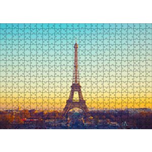 Akşamüzeri Eyfel Kulesi Ve Paris Puzzle Yapboz Mdf Ahşap 500 Parça