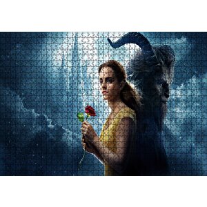 Beauty And The Beast Emma Watson Kırmızı Gül Puzzle Yapboz Mdf Ahşap 1000 Parça