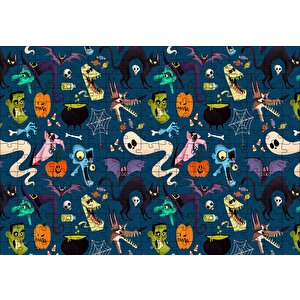 Halloween Pattern Puzzle Yapboz Mdf Ahşap 255 Parça