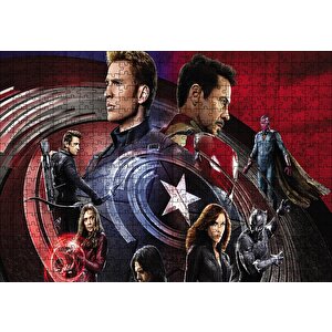 Civil War Tüm Kahramanlar Puzzle Yapboz Mdf Ahşap 500 Parça