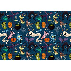Halloween Pattern Puzzle Yapboz Mdf Ahşap 500 Parça