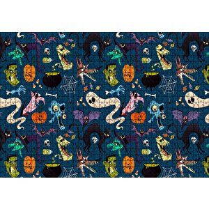 Halloween Pattern Puzzle Yapboz Mdf Ahşap 1000 Parça