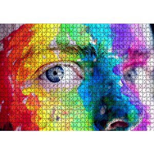 Boyayla Kaplı Kadın Yüzü Ve Renkli Gözler Puzzle Yapboz Mdf Ahşap 1000 Parça