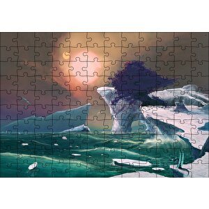 Fantastik Kayalıklar Ve Yalnız Ağaç İllüstrasyon Puzzle Yapboz Mdf Ahşap 120 Parça