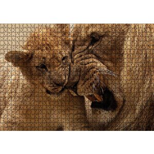 Aslan Baba Ve Evlat Puzzle Yapboz Mdf Ahşap 1000 Parça