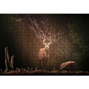 Geyik Orman Ve Güneş Işığı Kompozisyon Puzzle Yapboz Mdf Ahşap 500 Parça