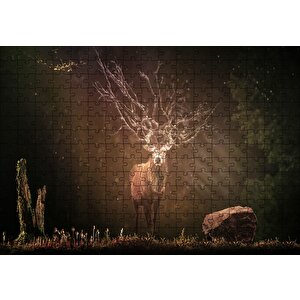Geyik Orman Ve Güneş Işığı Kompozisyon Puzzle Yapboz Mdf Ahşap 255 Parça