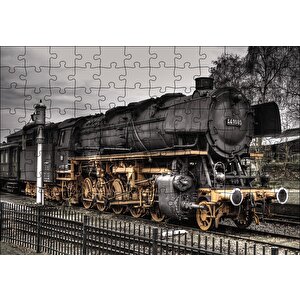Nostaljik Kara Tren Görseli Puzzle Yapboz Mdf Ahşap 120 Parça