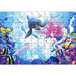 Denizaltı Prensesi Puzzle Yapboz Mdf Ahşap 120 Parça