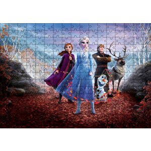Frozen 2 Queen Elsa, Anna, Olaf, Kristoff Kızıl Yapraklar Puzzle Yapboz Mdf Ahşap 255 Parça