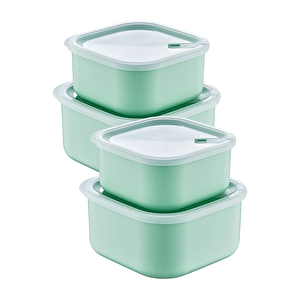 Mikrodalga Ve Derin Dondurucuda Kullanılabilen 4 Lü Yemek Saklama Kabı Seti- Yeşil