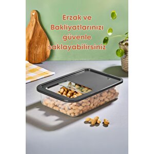 2 'li Sürgülü Kayar Kapaklı Erzak Bakliyat Saklama Kabı- Çok Amaçlı Buzdolabı Düzenleyici 5 Lt.