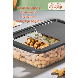 2 'li Sürgülü Kayar Kapaklı Erzak Bakliyat Saklama Kabı- Çok Amaçlı Buzdolabı Düzenleyici 5 Lt.