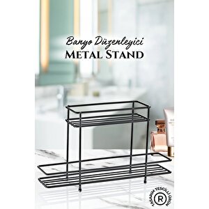 2 Katlı Banyo Düzenleyici Metal Stand- Makyaj-bakım Ürünleri Düzenleyici Organizer