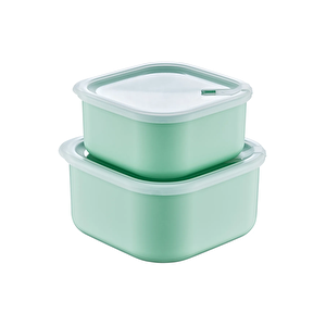 Mikrodalga Ve Difrizde Kullanılabilen 2'li Sızdırmaz Kapak Saklama Kabı Seti- Yeşil