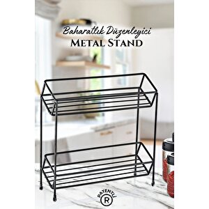 2 Katlı Çok Amaçlı Baharatlık Mutfak Düzenleyici Organizer Metal Stand