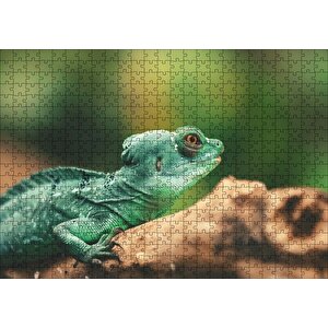 Mango Kökü Üzerindeki Yeşil Kertenkele Puzzle Yapboz Mdf Ahşap 500 Parça