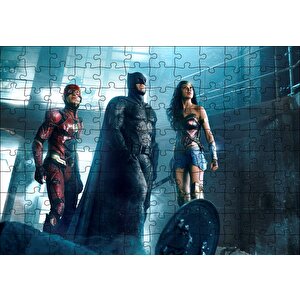 Justice League Flash, Batman, Wonder Woman Puzzle Yapboz Mdf Ahşap 120 Parça