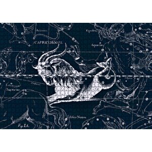 Koç Burcu Görseli Siyah Beyaz Puzzle Yapboz Mdf Ahşap 1000 Parça