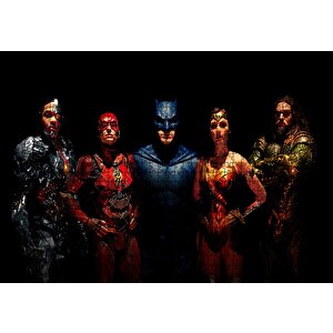 Justice League Cyborg, Flash, Batman, Wonder Woman, Aquaman Puzzle Yapboz Mdf Ahşap 1000 Parça