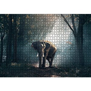 Orman Güneş Işınları Ve Fil Puzzle Yapboz Mdf Ahşap 1000 Parça