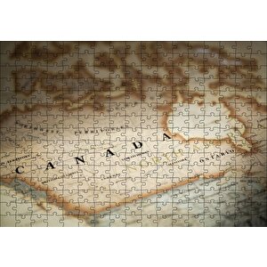 Harita Üzerinde Yakın Plan Kanada Puzzle Yapboz Mdf Ahşap 255 Parça