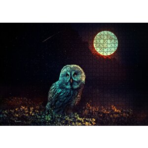 Dolunayorman Ve Baykuş Sürreal Puzzle Yapboz Mdf Ahşap 1000 Parça
