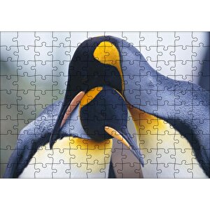 Kral Penguen Çifti Puzzle Yapboz Mdf Ahşap 120 Parça