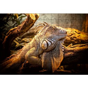 Dev Kertenkele Ve Güneş Işıkları Puzzle Yapboz Mdf Ahşap 120 Parça