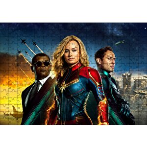 Captain Marvel Brie Larson Samuel Jackson Ve Jude Law Puzzle Yapboz Mdf Ahşap 255 Parça