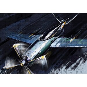 Tek Motorlu Uçak İllüstrasyon Puzzle Yapboz Mdf Ahşap 255 Parça