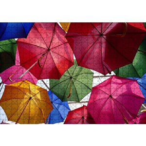 Asılı Renkli Şemsiyeler Puzzle Yapboz Mdf Ahşap 500 Parça