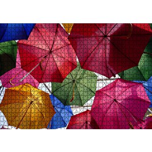 Asılı Renkli Şemsiyeler Puzzle Yapboz Mdf Ahşap 1000 Parça
