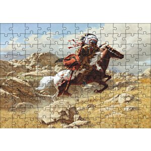 Savaşçı Kızılderili Puzzle Yapboz Mdf Ahşap 120 Parça