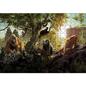 Mowgli Shere Kan Bagheera King Louie Puzzle Yapboz Mdf Ahşap 255 Parça