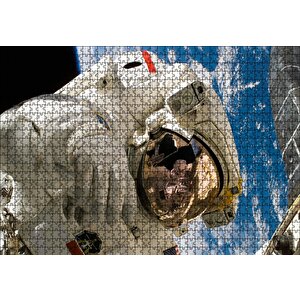Nasa Astronotu Dünya Manzarası Puzzle Yapboz Mdf Ahşap 1000 Parça