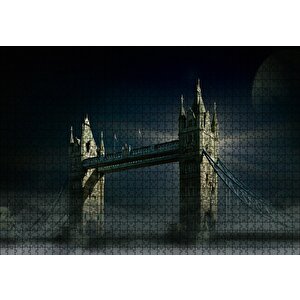 Londra Tower Bridge Gece Manzarası Puzzle Yapboz Mdf Ahşap 1000 Parça