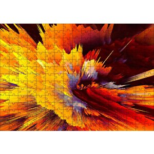 Sarı Patlama Dijital Sanat Puzzle Yapboz Mdf Ahşap 255 Parça
