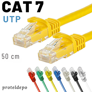 50 Cm Cat7 Kablo Ethernet Network İnternet Lan Ağ Kablosu Açık Sarı