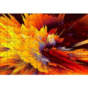 Sarı Patlama Dijital Sanat Puzzle Yapboz Mdf Ahşap 120 Parça