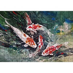 Koi Balıkları Üstten Görünüş Puzzle Yapboz Mdf Ahşap 255 Parça
