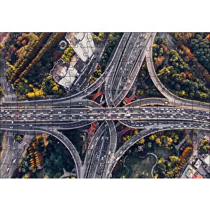 Kuşbakışı Otoyollar Ve Viyadükler Puzzle Yapboz Mdf Ahşap 120 Parça
