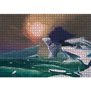 Fantastik Kayalıklar Ve Yalnız Ağaç İllüstrasyon Puzzle Yapboz Mdf Ahşap 1000 Parça