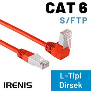 Irenis Cat6 S/ftp Dirsek Kablo, 3 Metre Kırmızı