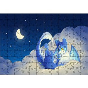 Mika Sevimli Ejderha Bulutlarda Puzzle Yapboz Mdf Ahşap 120 Parça