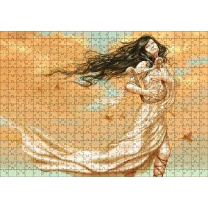 Lir Çalan Mistik Kız Ve Kuşlar Puzzle Yapboz Mdf Ahşap 500 Parça