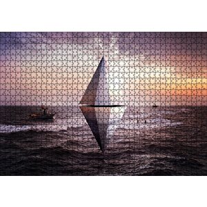 Günbatımı Deniz Kristal Üçgen 3d Puzzle Yapboz Mdf Ahşap 1000 Parça