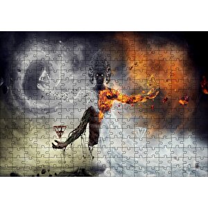 Ateş Toprak Su Ve Rüzgar Büyücü Puzzle Yapboz Mdf Ahşap 255 Parça