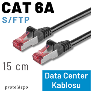 Irenis Cat 6a Kablo, S/ftp Ethernet Data Center Patch Kablo, 15cm Siyah