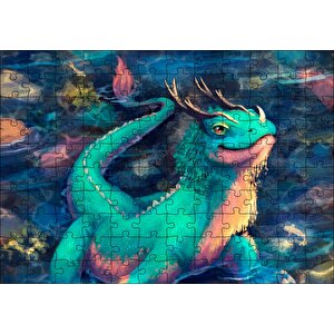 Ejderha Kertenkelesi Puzzle Yapboz Mdf Ahşap 120 Parça